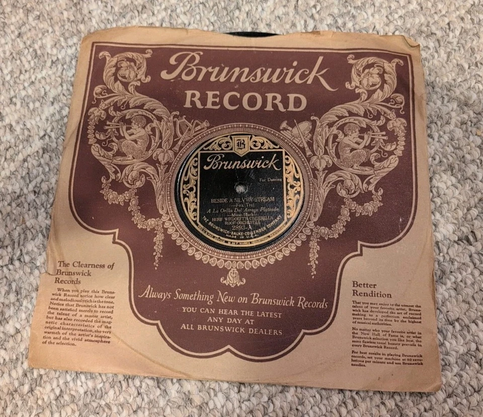Vintage BRUNSWICK Record 78 rpm #2893 Released 5/1925 100 Yrs Old Original sleev Foto 3 de 4