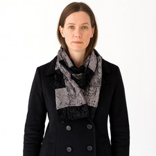 Alexia Crawford Black/Gray/Purple Velvet Checkered Scarf City Classic Cozy Gift