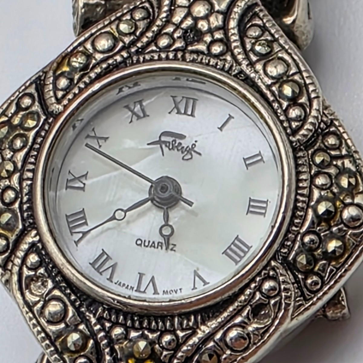Fabergé Ladies Watch Silver Tone Marcasite Crystal Bracelet 25.6mm 