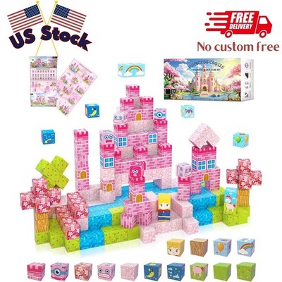 200 PCS Magnetic Building Blocks for Kids Ages 4-8, Princess Castle Garden