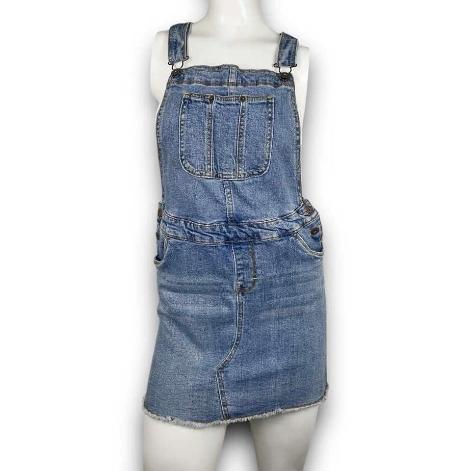 Lucky Brand Girls Denim Skirtall Overalls Skirt L Blue School Party Boho Sporty - Image 2 of 4