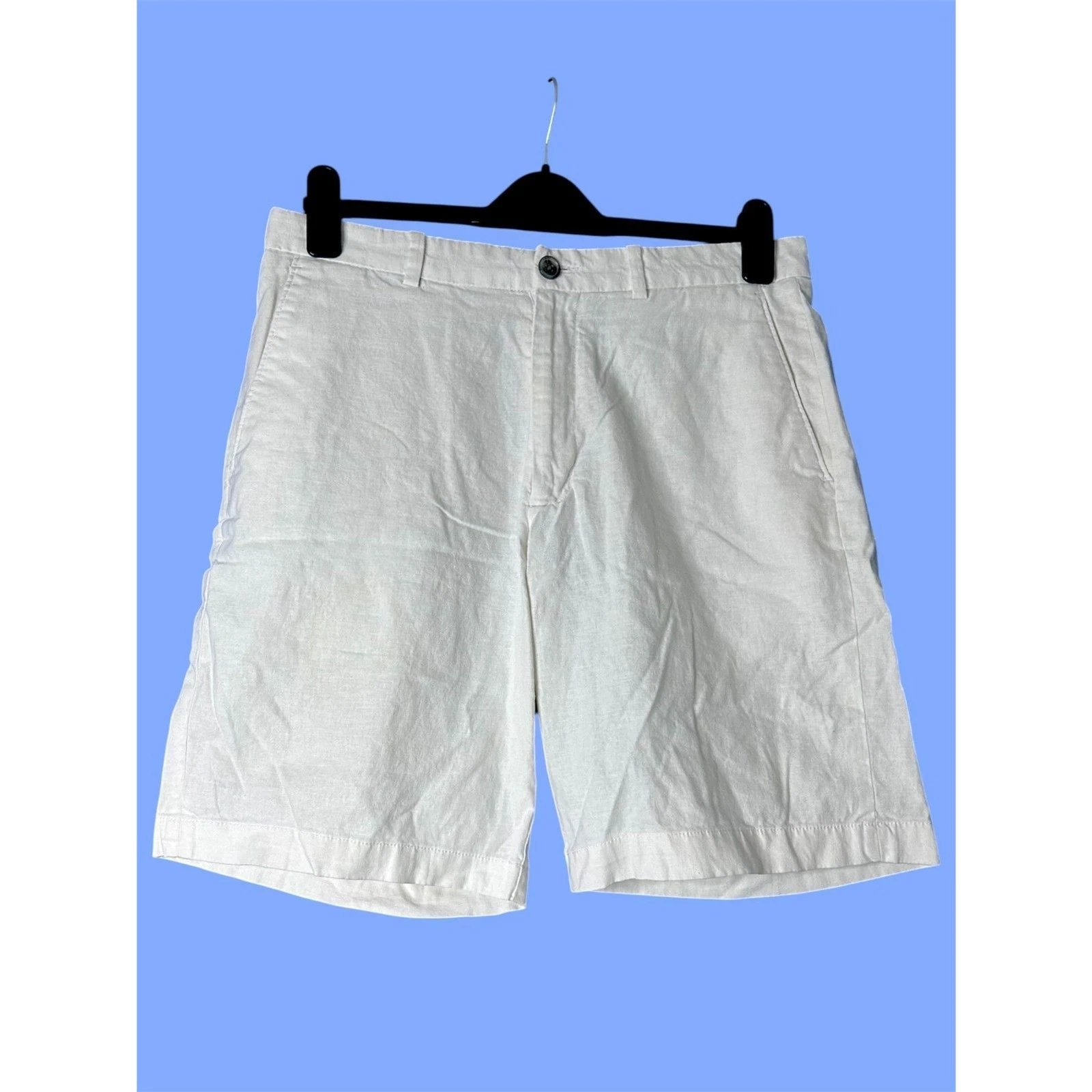 Perry Ellis Mens White Linen Shorts Sz 32 Coastal Preppy Beach Vacay Resort
