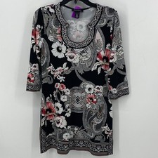 White House Black Market Preowned Womens Black Floral Dress Sz Small EUC