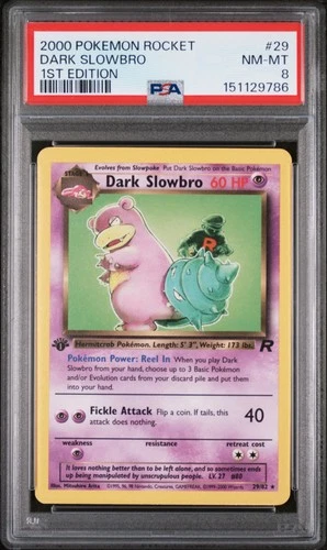Dark Slowbro 29 1st Edition 2000 Rocket Pokemon PSA 8