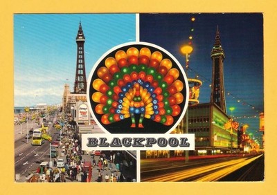 John Hinde Postkarte ~ Blackpool Tower & Illuminations - Corporation Leyland Bus
