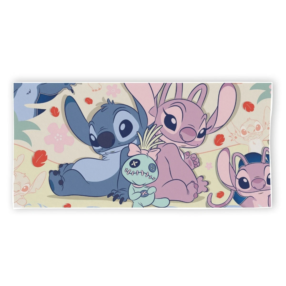 Stitch and Angel Couple Rectangular Beach Towel