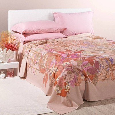Caleffi Miami Beach caramel double cotton summer bedspread