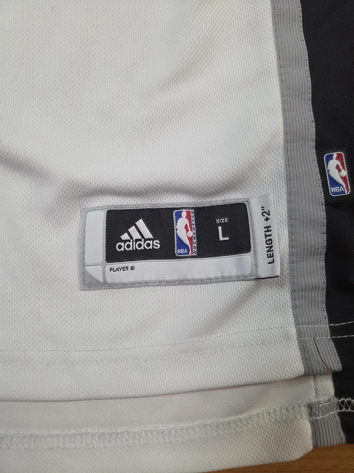 Camiseta deportiva de baloncesto San Antonio Spurs para hombre grande blanca negra NBA Parker Adidas Foto 2 de 4