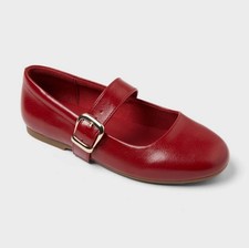 Kids' Kaira Buckle Ballet Flats Size 2 Art Class Red Faux Leather Cushioned In