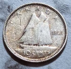 1951 Canadian Dime 80 Percent Silver BIN915