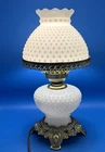 Elegant Vintage Milk Glass Hobnail & Brass Table Lamp Electric Works Great Rare