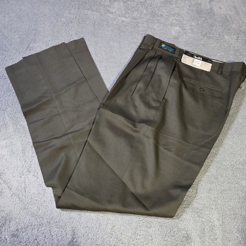 Krizia, Krizia Mens 35 Dress Pants Olive Brown Pleated Marlane Super 100s Wool Unhemmed