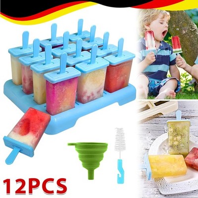 12x Eis am Stiel Form Eisformen Eisförmchen BPA Frei Stieleisform DIY Popsicle.
