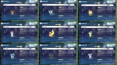 Evoli & alle Entwicklungen Shiny/ non shiny Max. EV 6IV/ DV ZA Legenden: Z-A