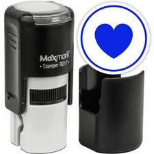 Round Self Inking Emoji Stamp - Heart - Blue Ink