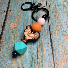 Colorful Chicken KeyChain with Beads