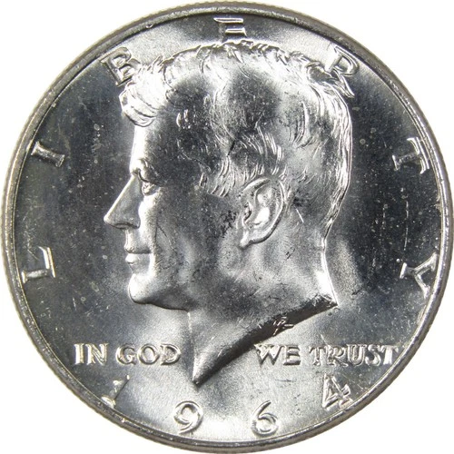 Uncirculated 1964 90% Silver U.S. Kennedy Half Dollar Coin