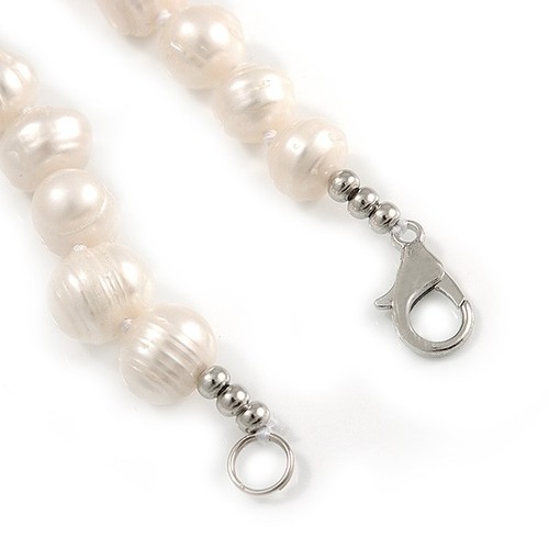 8-10mm Off Round White Freshwater Pearl Necklace, Bracelet and Drop Earrings - Picture 6 of 6