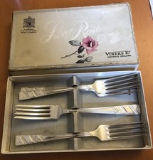 6er Set Vintage Viners Tafelgabeln Silber Rose versilbert