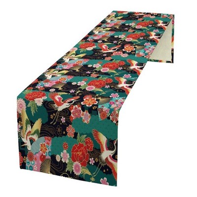 Japanese Crane Table Runner Oriental Vintage Asian Chinese Traditional Florals D