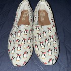 Women’s Sz 8 TOMS Alpargata Penguin Print Faux Fur Lined Slip-On Shoes Cozy Cute — photo 2