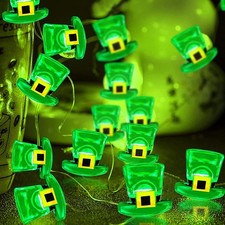 Timer - St Patricks Day Decorations, Leprechaun Hat String Lights 10 Ft 40 LED..