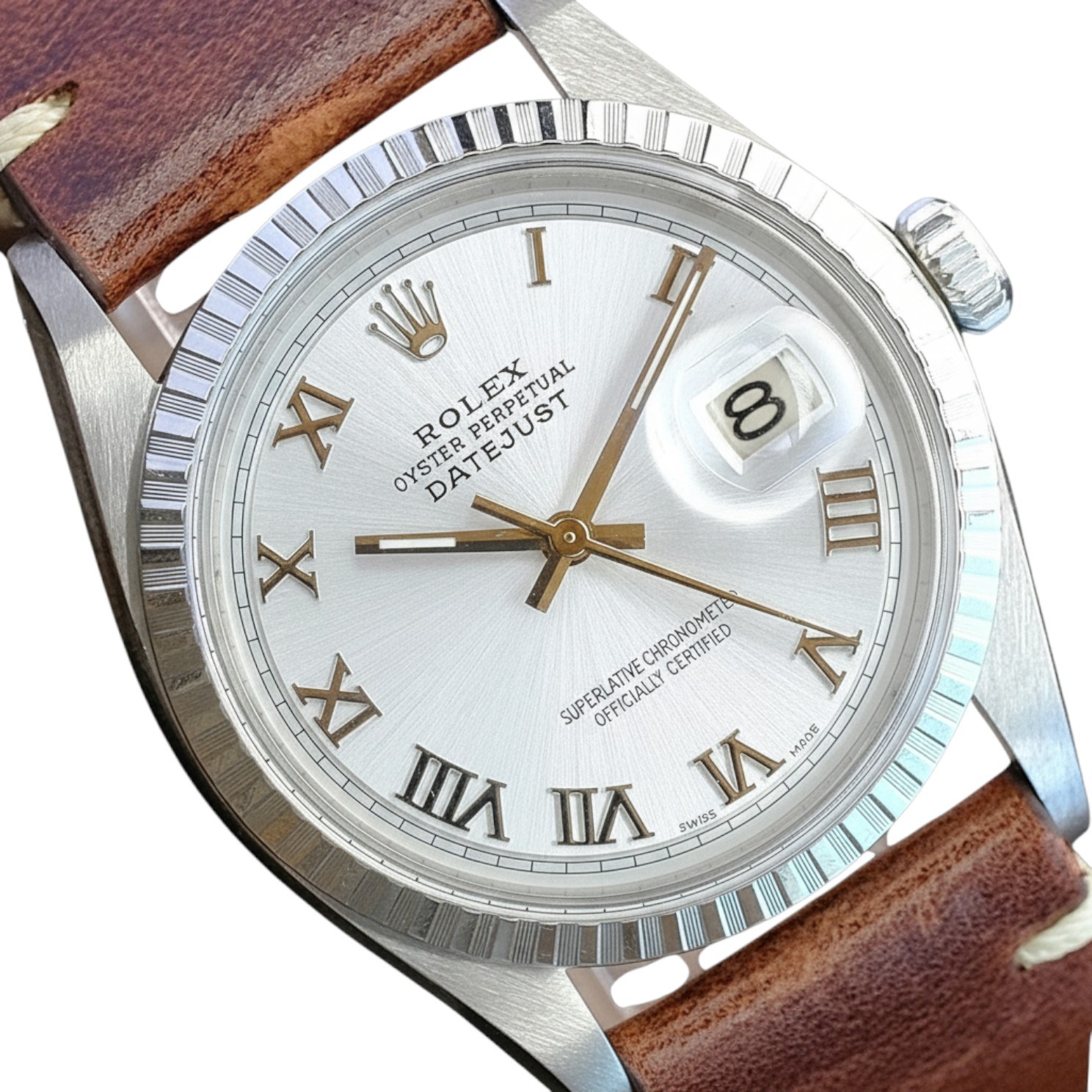 Rolex Datejust SS Silver Engine Turned