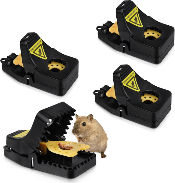 Mausefalle, 4 StüCk Rattenfalle Schlagfallen, Wiederverwendbar Mouse Trap Profi,-image