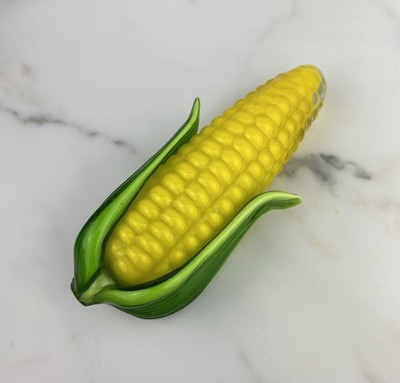 Vtg Hand Blown Glass Corn on the Cob 6  Captures Light Art Glass
