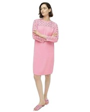 J CREW Pink Laser Cut Eyelet Long Sleeve Dress in 365 Crepe #AK222 SZ 4 NWT