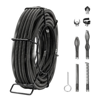 Uimoso Sectional Drain Cleaning Cable 66FTx5/8In & 7 Cutters for 0.8''-3.9'' Pipes