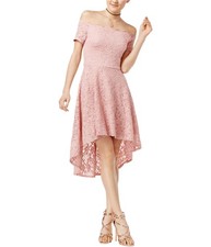 City Studio Womens Lace Off-Shoulder High-Low Dress, Pink, Juniors, 3