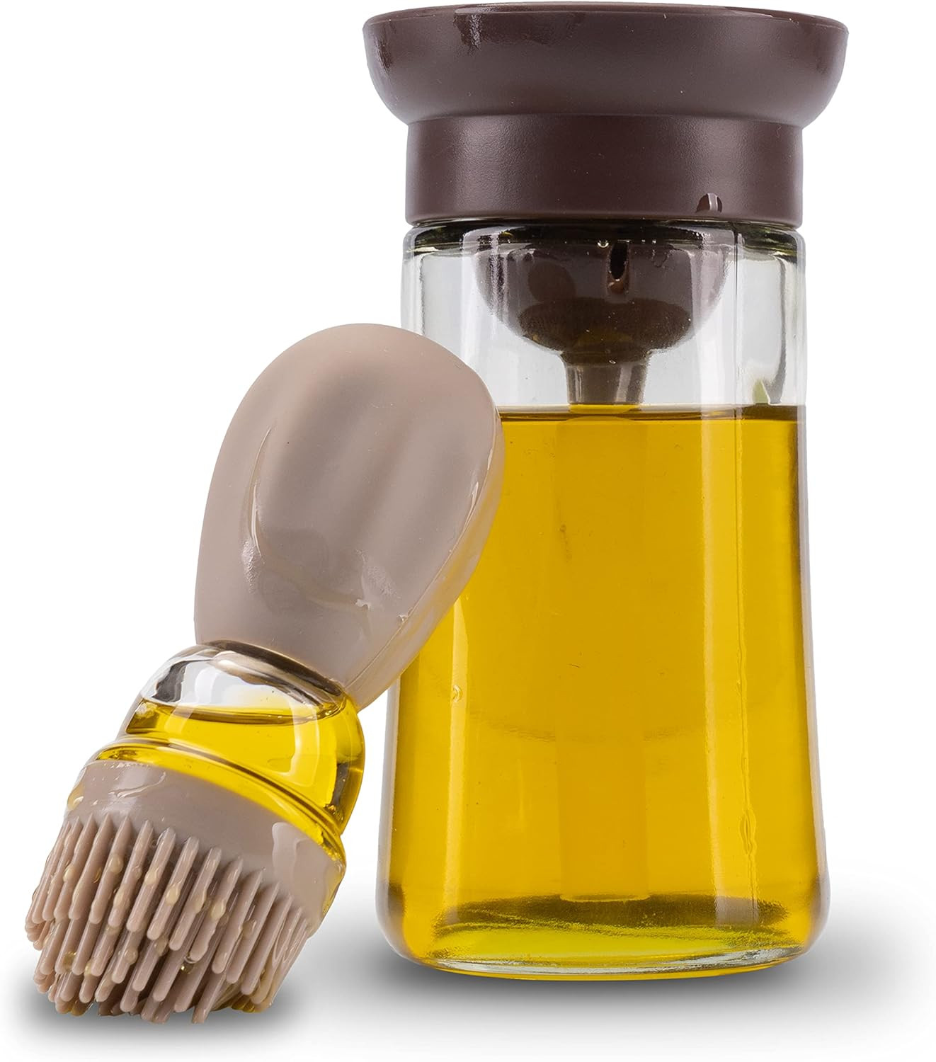 Bottiglia Olio 2 in 1 con Pennello in Vetro - Dispenser Cucina Professionale
