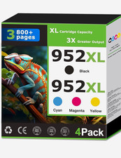 952XL Compatible Ink Cartridges for HP 4-Pack BK C M Y High Yield Inkjet