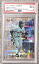 1997 BOWMANS BEST PREVIEW BARRY BONDS PSA 9 ATOMIC REFRACTOR #3 MINT LOW POP SP