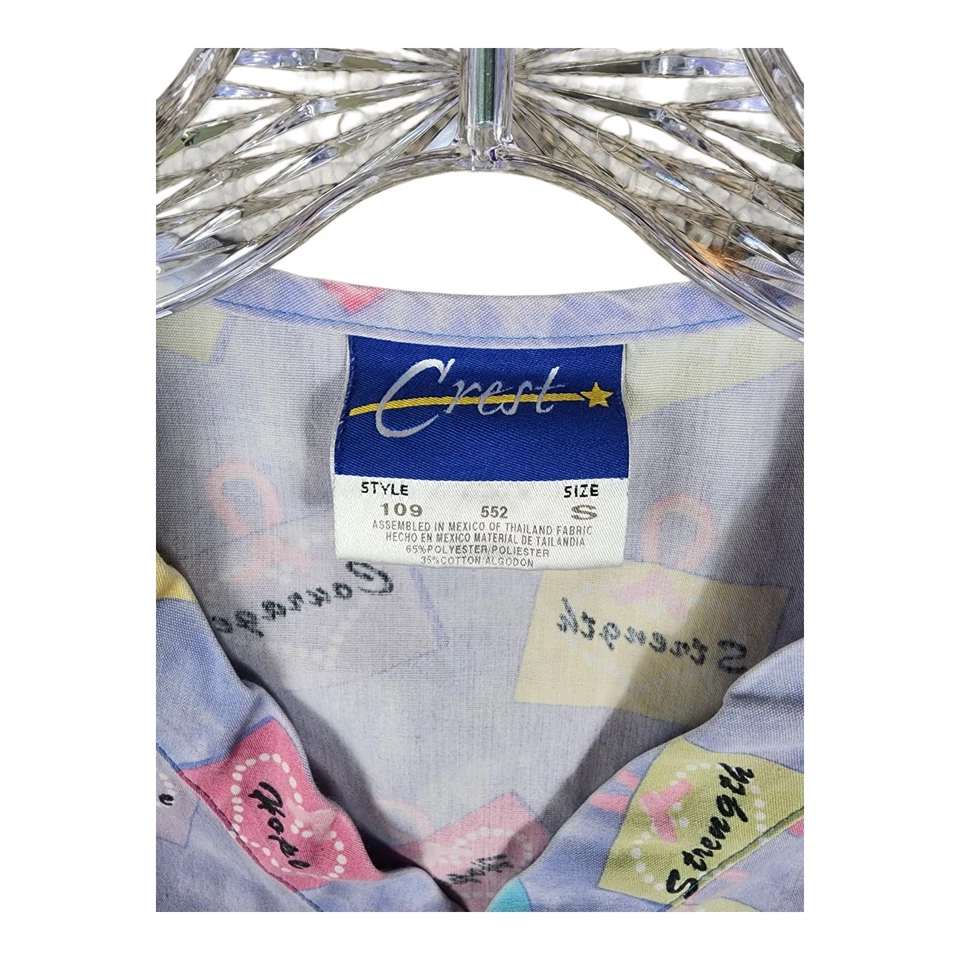Vintage Crest Breast Cancer Awarness Ribbon Scrub Top Size Sm Womens Medical - Image 3 of 4