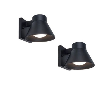 Project Source 2-Pack Matte Black Hardwired Dark Sky Integrated LED Outdoor Wall