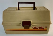 Vintage Old Pal 1060 Tackle Box 3-Tiers Beige Made In The USA
