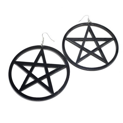 Übertriebene Super Big Trendy NightClub Style Circle Star Ohrstecker (schwarz)