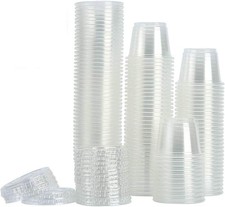 200-1Oz Clear Polypropylene Small Plastic Containers  Cups  with Lids