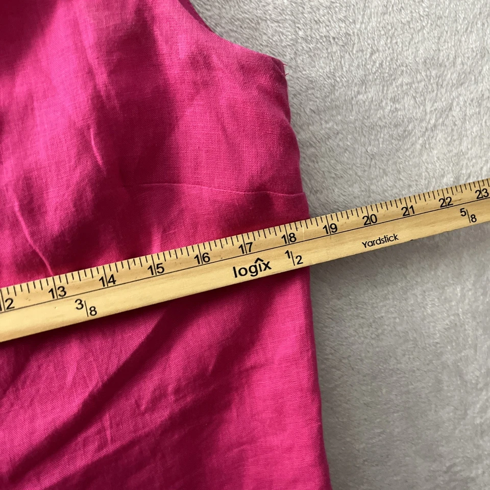 Vestido recto para mujer J Crew rosa liso pequeño mezcla de lino sin mangas cuello en V cremallera Foto 4 de 4