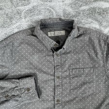 Allsaints Shirt Men's Large Levon Long Sleeve Button Flannel Gray Lightweight