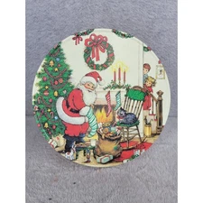 Creative Concepts 1987 Santa Christmas Tin 8.5" Round Collectible Vintage