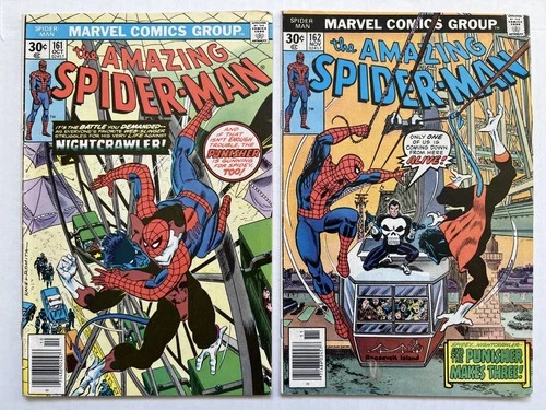 AMAZING SPIDER-MAN #161  162 _1st Jigsaw! Punisher! Nightcrawler! GD/F _ Marvel