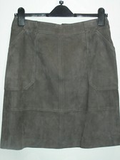 JAEGER LADIES 100% GREY SUEDE LEATHER LINED SKIRT SIZE 8 FAB CONDITION 30" WAIST