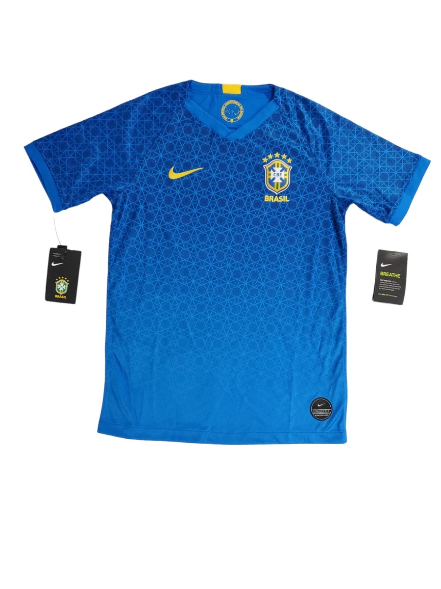 Nike Brazil National Team Blue Soccer Jersey YOUTH Size Large New