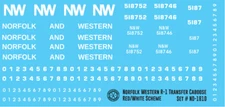 N Scale - Norfolk Western R1 Transfer Caboose Red White Scheme Decals