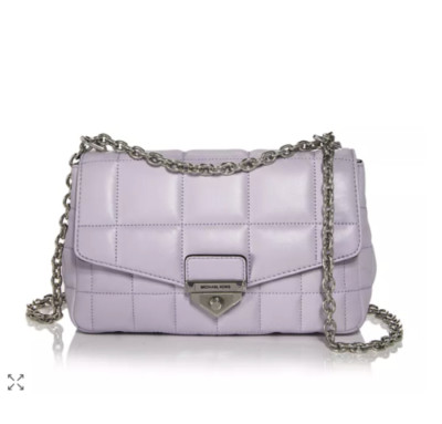  MICHAEL KORS SOHO LARGE LAVENDER QUILT LEATHER CROSSBODY BAG*GIFT BOX NWT
