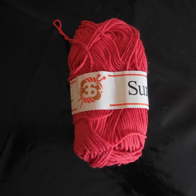 10 Skeins Knitting Yarn Red COTTON SUN 3 SUISSES Design XXe France N3559