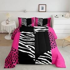 Girls Leopard Zebra Comforter Set Size Pink Wild Animals Queen Leopard Zebra 4